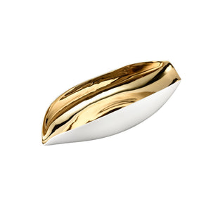 Atlas Greer Vessel - Elegant White and Gold Glazed Centerpiece for Modern Decor and Stylish Displays AC11351-01