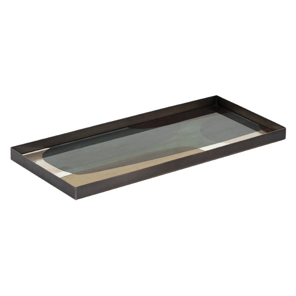 Atlas Gresham Large Tray - Modern Metal with Geometric Color-Blocked Interior for Stylish Organization AC11352-02