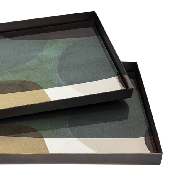 Atlas Gresham Large Tray - Modern Metal with Geometric Color-Blocked Interior for Stylish Organization AC11352-02