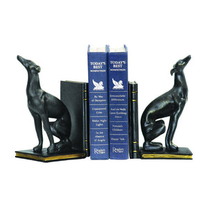 Atlas Greyhound Bookend Set of 2 - Stylish Black Sculptural Accents for Dog Lovers & Book Enthusiasts AC11353-01S