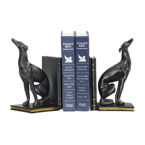 Atlas Greyhound Bookend Set of 2 - Stylish Black Sculptural Accents for Dog Lovers & Book Enthusiasts AC11353-01S