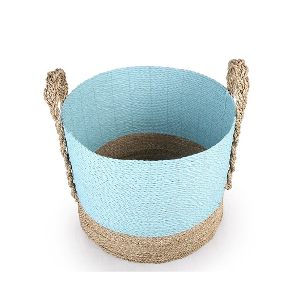 Atlas Grove Baskets Set of 2 - Handcrafted Natural Seagrass Storage Bins for Coastal Home Decor AC11354-01S