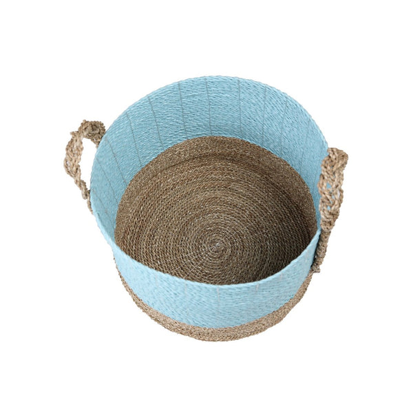 Atlas Grove Baskets Set of 2 - Handcrafted Natural Seagrass Storage Bins for Coastal Home Decor AC11354-01S