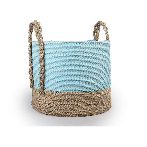 Atlas Grove Baskets Set of 2 - Handcrafted Natural Seagrass Storage Bins for Coastal Home Decor AC11354-01S