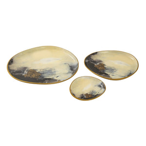 Atlas Haley Tray Set of 3 – Elegant Metal Trays in Satin Brass Finish for Stylish Tabletop Décor and Serving AC11357-01S