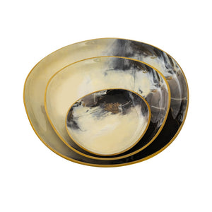 Atlas Haley Tray Set of 3 – Elegant Metal Trays in Satin Brass Finish for Stylish Tabletop Décor and Serving AC11357-01S