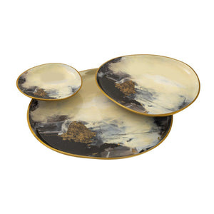 Atlas Haley Tray Set of 3 – Elegant Metal Trays in Satin Brass Finish for Stylish Tabletop Décor and Serving AC11357-01S