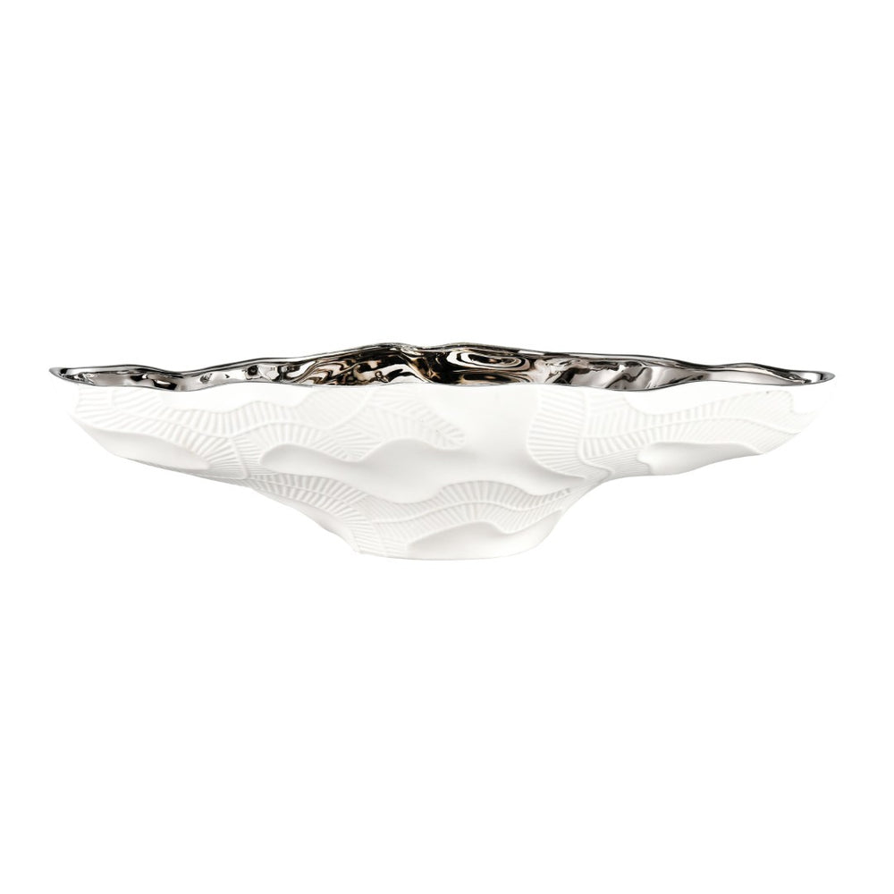 Atlas Halford Bowl - Elegant Earthenware Accent with Matte White Exterior and Glossy Interior Finish Large AC11359-01