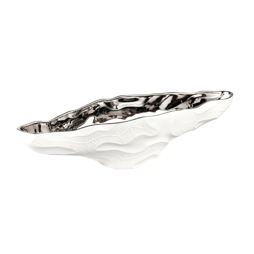 Atlas Halford Bowl - Elegant Earthenware Accent with Matte White Exterior and Glossy Interior Finish Large AC11359-01