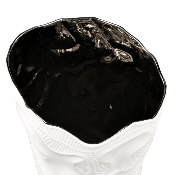 Atlas Halford Decorative Earthenware Vase - Matte White & Glazed Silver, Tall Tapered Centerpiece, 18.25” AC11360-01