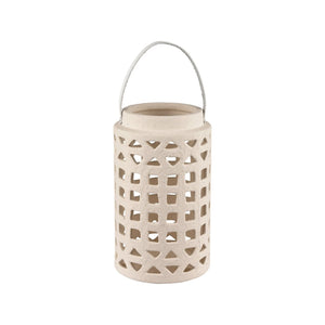 Atlas Haney Lantern - Handcrafted Earthenware Light with Leather Handle for Coastal-Inspired Decor Small AC11362-01