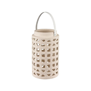 Atlas Haney Lantern - Handcrafted Earthenware Light with Leather Handle for Coastal-Inspired Decor Small AC11362-01