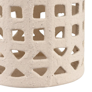 Atlas Haney Lantern - Handcrafted Earthenware Light with Leather Handle for Coastal-Inspired Decor Small AC11362-01
