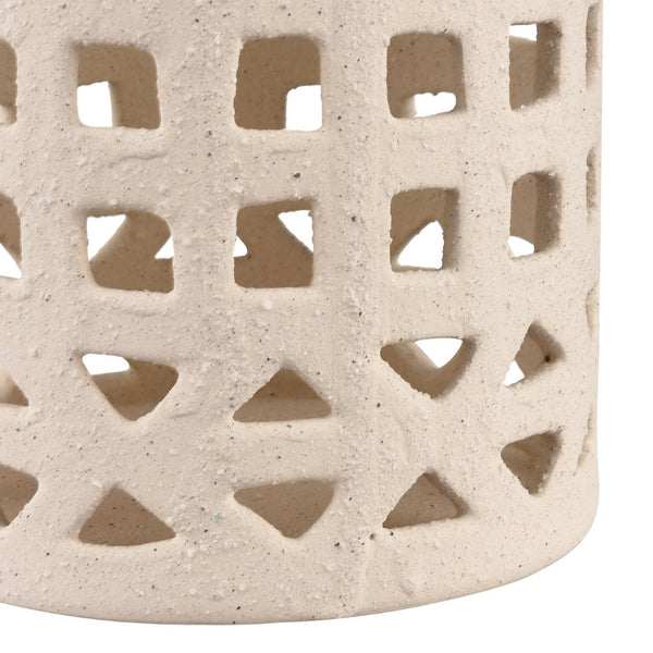 Atlas Haney Lantern - Handcrafted Earthenware Light with Leather Handle for Coastal-Inspired Decor Small AC11362-01