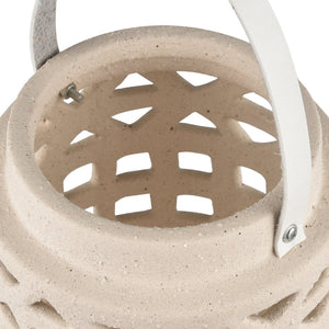 Atlas Haney Lantern - Handcrafted Earthenware Light with Leather Handle for Coastal-Inspired Decor Small AC11362-01