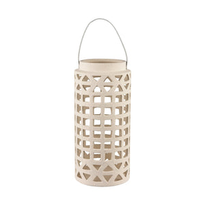 Atlas Haney Lantern - Handcrafted Earthenware Light with Leather Handle for Coastal-Inspired Decor Large AC11362-02