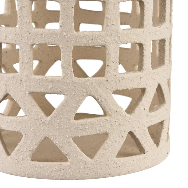 Atlas Haney Lantern - Handcrafted Earthenware Light with Leather Handle for Coastal-Inspired Decor Large AC11362-02