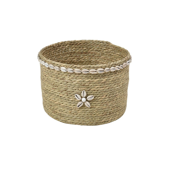 Atlas Hanks Woven Baskets Set of 3 - Coastal Décor with Natural Rattan, Shell Accents & Versatile Style AC11364-01S