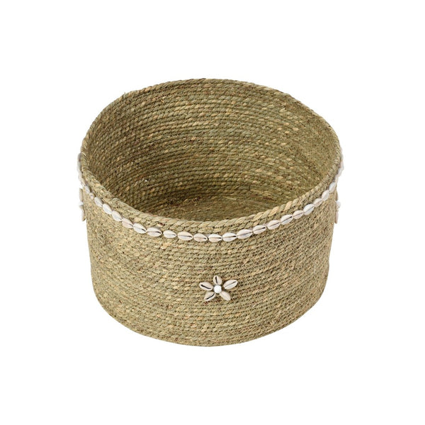 Atlas Hanks Woven Baskets Set of 3 - Coastal Décor with Natural Rattan, Shell Accents & Versatile Style AC11364-01S