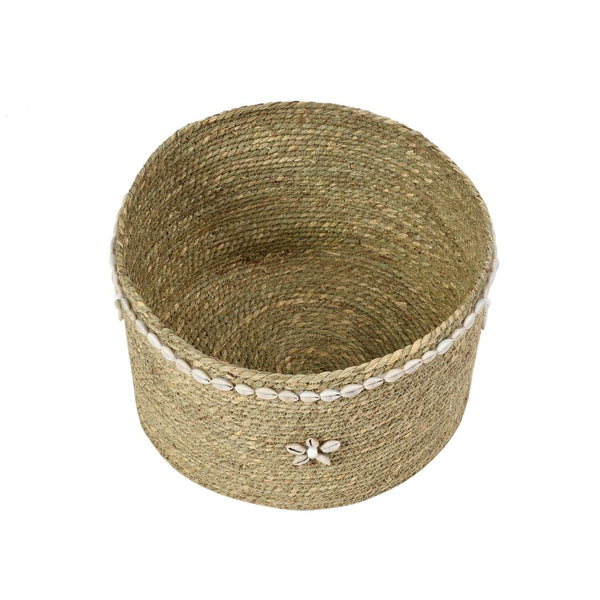 Atlas Hanks Woven Baskets Set of 3 - Coastal Décor with Natural Rattan, Shell Accents & Versatile Style AC11364-01S