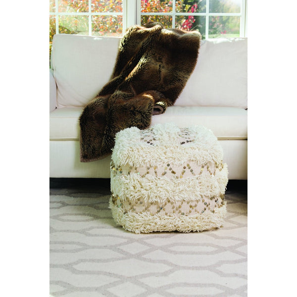 Atlas Hannah Pouf – Stylish Cream Accent for Versatile Seating, Footrest, & Décor in Any Space AC11365-01