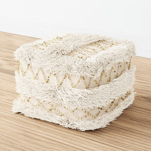 Atlas Hannah Pouf – Stylish Cream Accent for Versatile Seating, Footrest, & Décor in Any Space AC11365-01