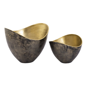 Atlas Hansen Bowls Set of 2 - Elegant Black & Brass Decorative Accents for Modern Home Décor & Organization AC11366-01S