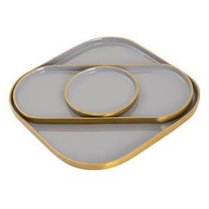 Atlas Harward Tray Set of 3 - Modern Gray Enamel Nested Trays for Stylish Serving and Home Organization AC11371-01S