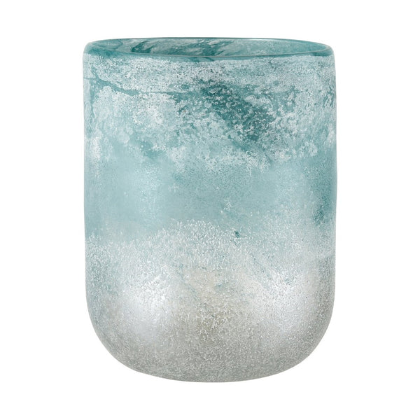 Atlas Haweswater Vase - Elegant Frosted Glass in Soft Turquoise and White for Coastal Charm and Style Small AC11372-01