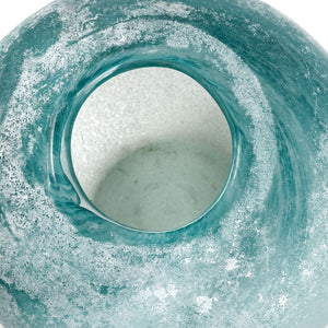 Atlas Haweswater Vase - Elegant Frosted Glass in Soft Turquoise and White for Coastal Charm and Style Round AC11373-01