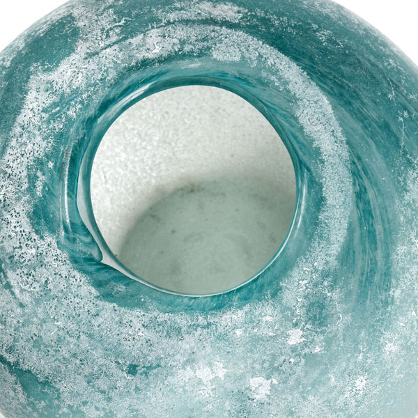 Atlas Haweswater Vase - Elegant Frosted Glass in Soft Turquoise and White for Coastal Charm and Style Round AC11373-01