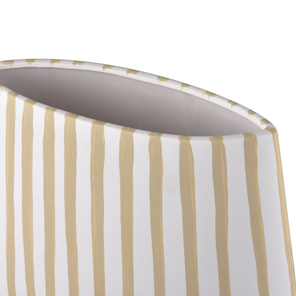 Atlas Hawking Striped Vase - Sculptural Earthenware Design for Modern Decor and Dried Floral Displays Extra Large AC11374-01