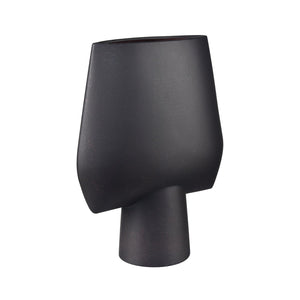 Atlas Hawking Vase - Sculptural Earthenware Accent with Matte Finish for Modern Home Decor and Style Extra Large Black AC11374-02