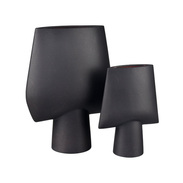 Atlas Hawking Vase - Sculptural Earthenware Accent with Matte Finish for Modern Home Decor and Style Extra Large Black AC11374-02