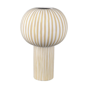 Atlas Hawking Striped Vase - Sculptural Earthenware Accent for Modern Decor in White and Taupe Finish AC11375-01