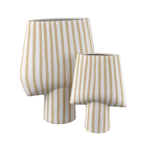 Atlas Hawking Striped Vase - Sculptural Earthenware Design for Modern Decor and Dried Floral Displays Small AC11376-01