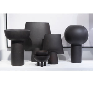 Atlas Hawking Vase - Sculptural Earthenware Accent with Matte Finish for Modern Home Decor and Style Small Black AC11376-02