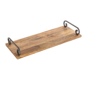 Atlas Highland Tray Set of 2 - Natural Wood Trays with Metal Handles for Rustic Home Decor & Organization AC11383-01S