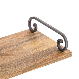 Atlas Highland Tray Set of 2 - Natural Wood Trays with Metal Handles for Rustic Home Decor & Organization AC11383-01S