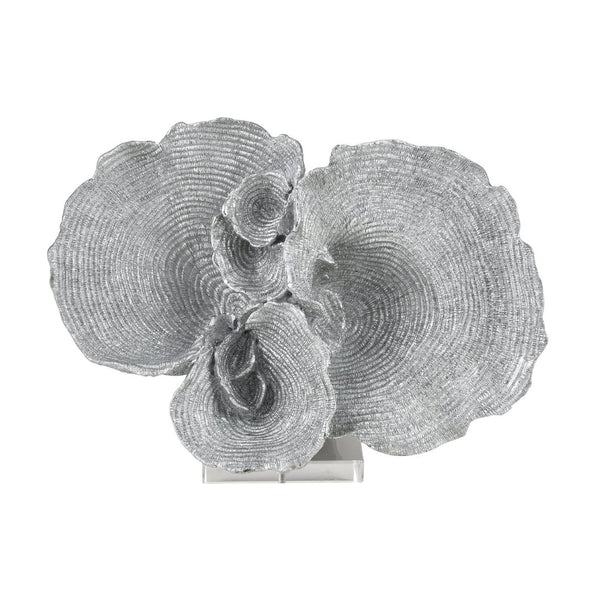 Atlas Hilty Coastal Coral-Inspired Sculpture - Elegant Silver-Grey Accent for Modern Home Décor & Displays AC11384-01