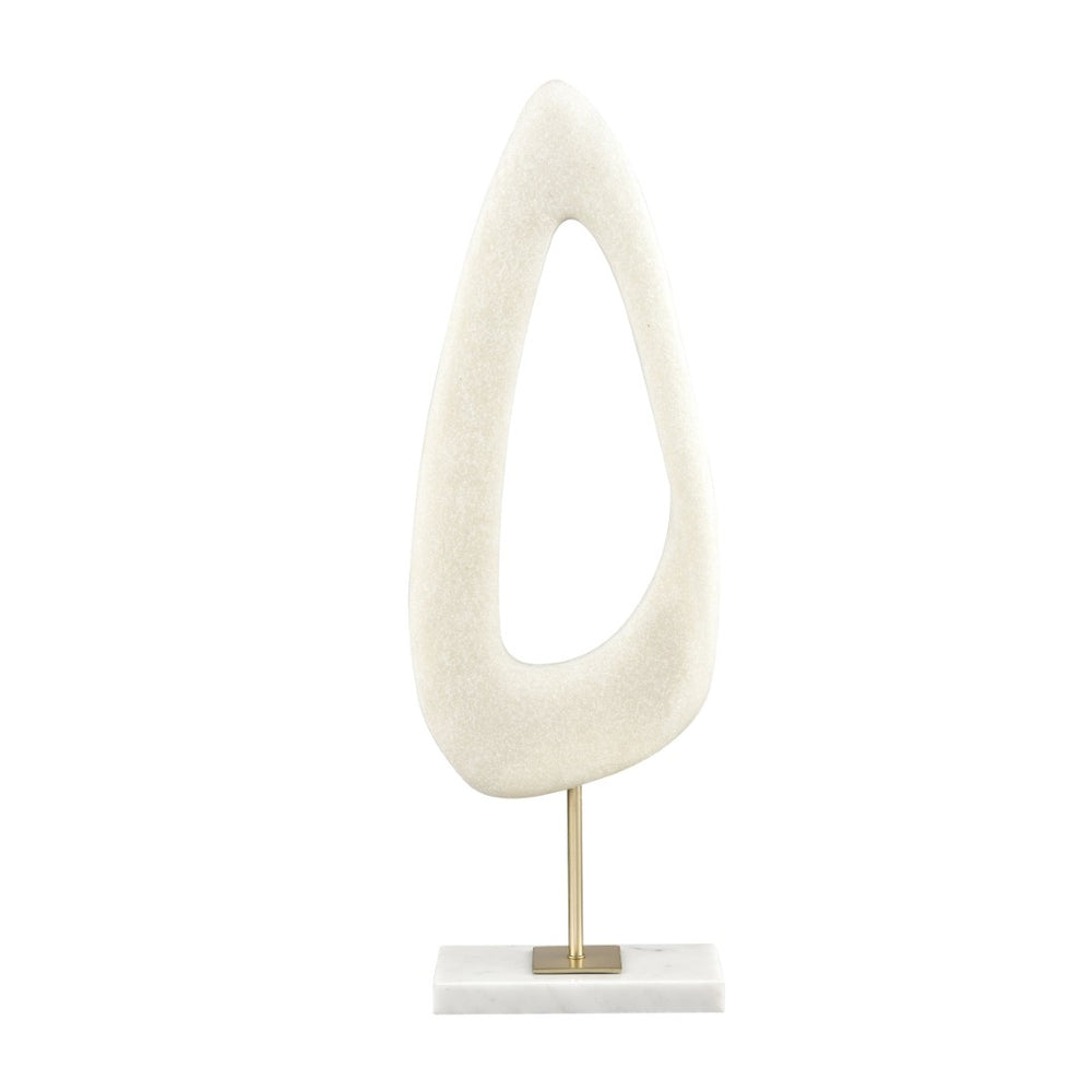 Atlas Hodge Sculpture - Elegant Alabaster Tear-Drop Design with Brass and Marble Base for Modern Interiors AC11385-01