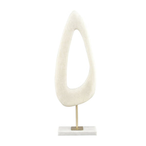 Atlas Hodge Sculpture - Elegant Alabaster Tear-Drop Design with Brass and Marble Base for Modern Interiors AC11385-01