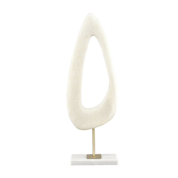 Atlas Hodge Sculpture - Elegant Alabaster Tear-Drop Design with Brass and Marble Base for Modern Interiors AC11385-01