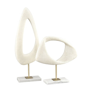 Atlas Hodge Sculpture - Elegant Alabaster Tear-Drop Design with Brass and Marble Base for Modern Interiors AC11385-01