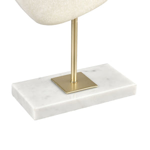 Atlas Hodge Sculpture - Elegant Alabaster Tear-Drop Design with Brass and Marble Base for Modern Interiors AC11385-01