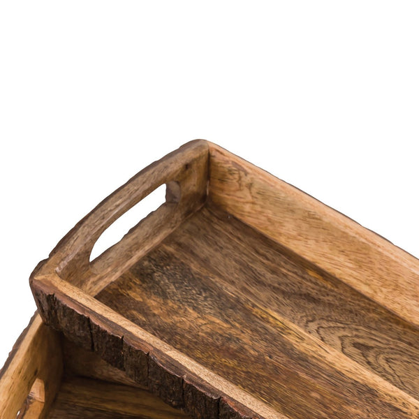 Atlas Hollingsworth Tray Set of 3 - Natural Wood Trays for Elegant Home Decor, Serving & Organizing Solutions AC11387-01S