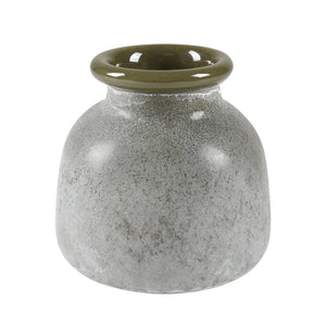 Atlas Hollum Small Vase - Frosted Green Glass with Rustic Crackled Finish for Farmhouse & Coastal Charm AC11388-01