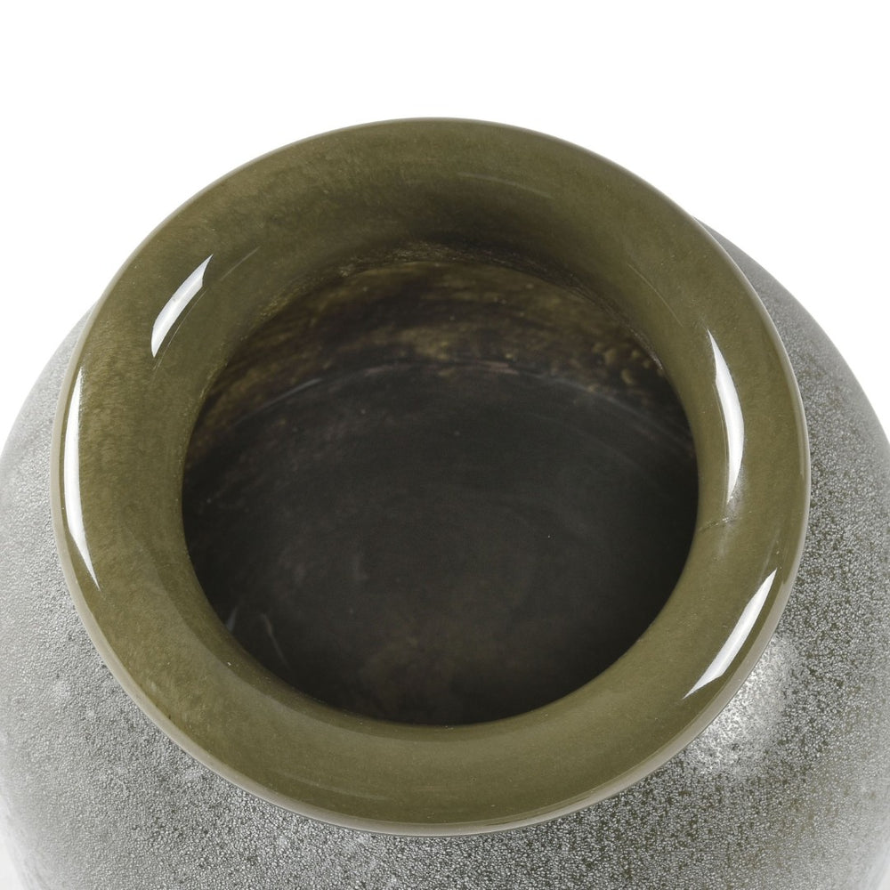 Atlas Hollum Small Vase - Frosted Green Glass with Rustic Crackled Finish for Farmhouse & Coastal Charm AC11388-01