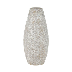 Atlas Hollywell Large Vase - Textured Earthenware in Aged White Glaze for Rustic Coastal Elegance AC11390-02