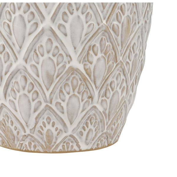 Atlas Hollywell Large Vase - Textured Earthenware in Aged White Glaze for Rustic Coastal Elegance AC11390-02